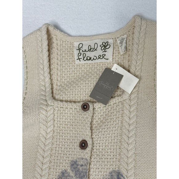 Anthropologie Field Flower Lambswool Sweater Vest Cardigan - Picture 3 of 8